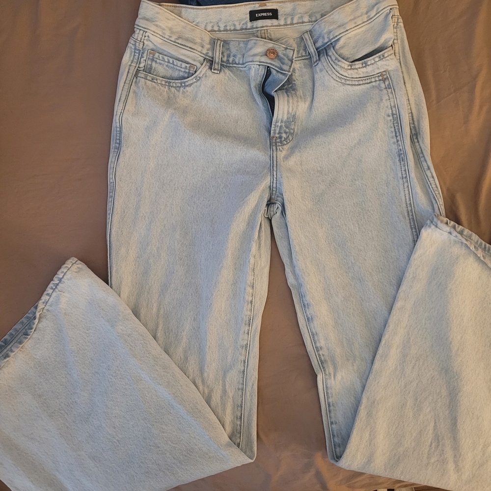 Express Sky Blue Wide Leg Jeans